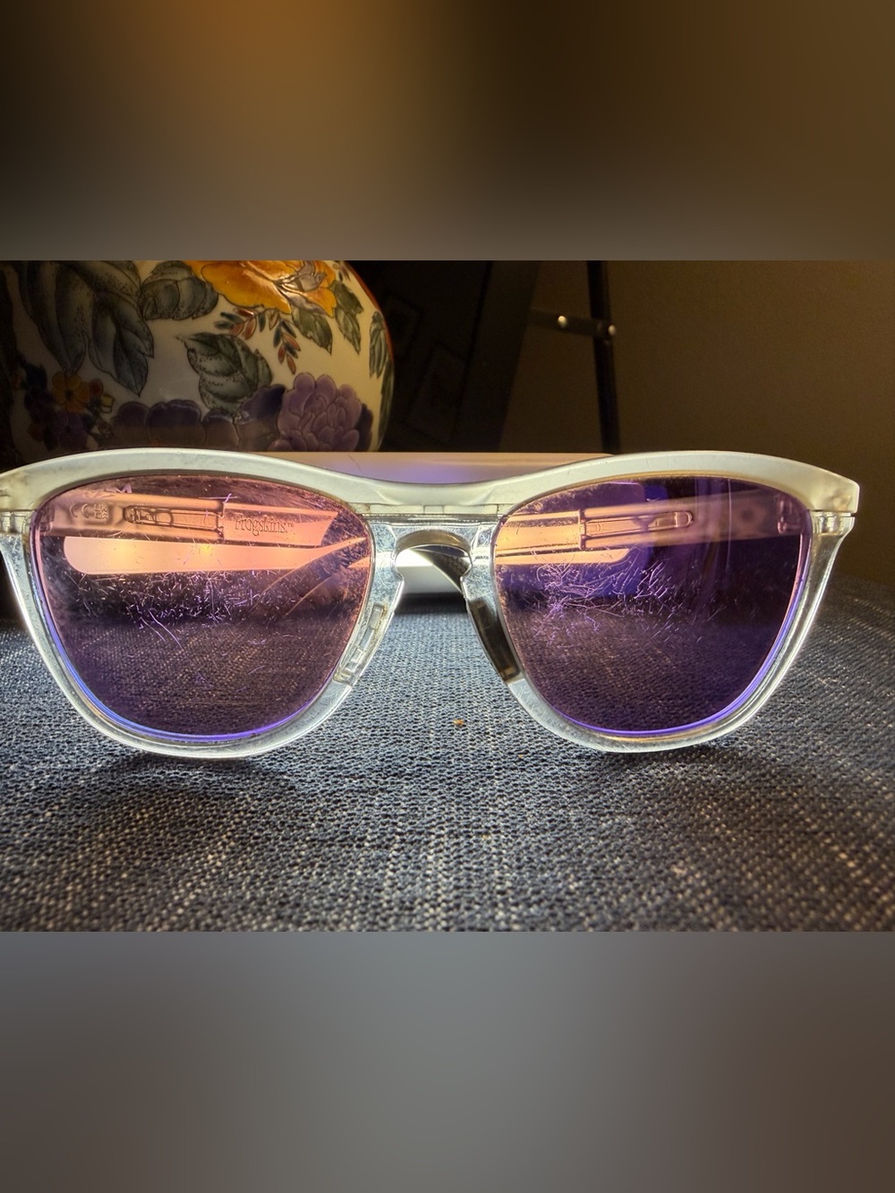 Oakley Clear Frame Sunglasses with Purple Lenses - Perfect Summer Glasses